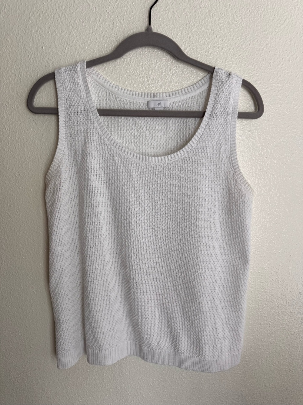 J. Jill White Knit Scoop Neck Tank
